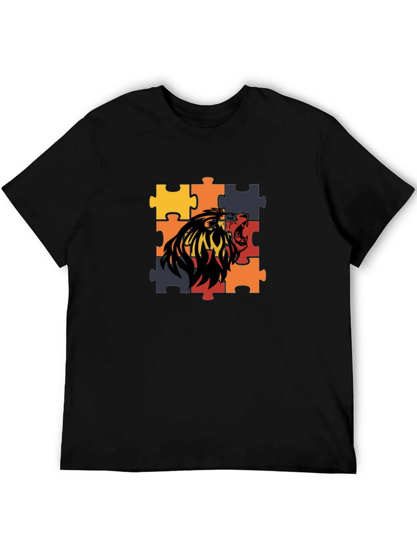 Puzzle Lion Graphic Tee - Premium Cotton Blend