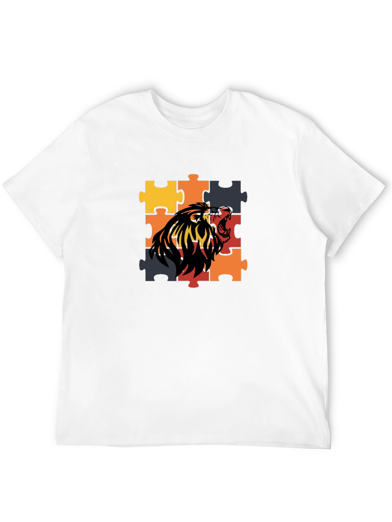 Puzzle Lion Graphic Tee - Premium Cotton Blend