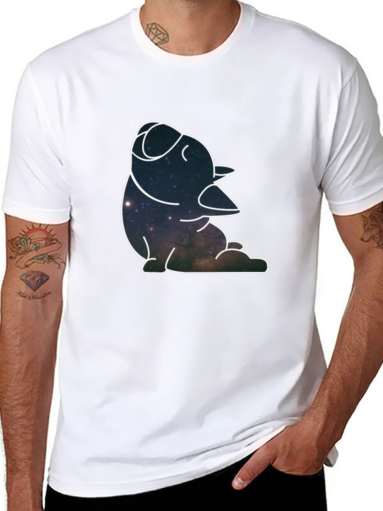 Galaxy Duck Outline Black T-Shirt