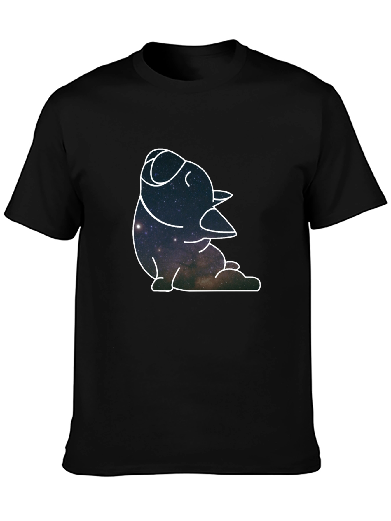 Galaxy Duck Outline Black T-Shirt