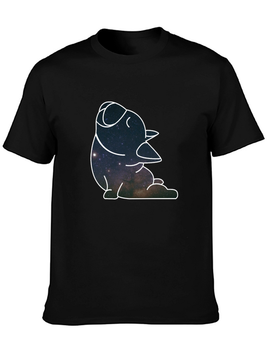 Galaxy Duck Outline Black T-Shirt