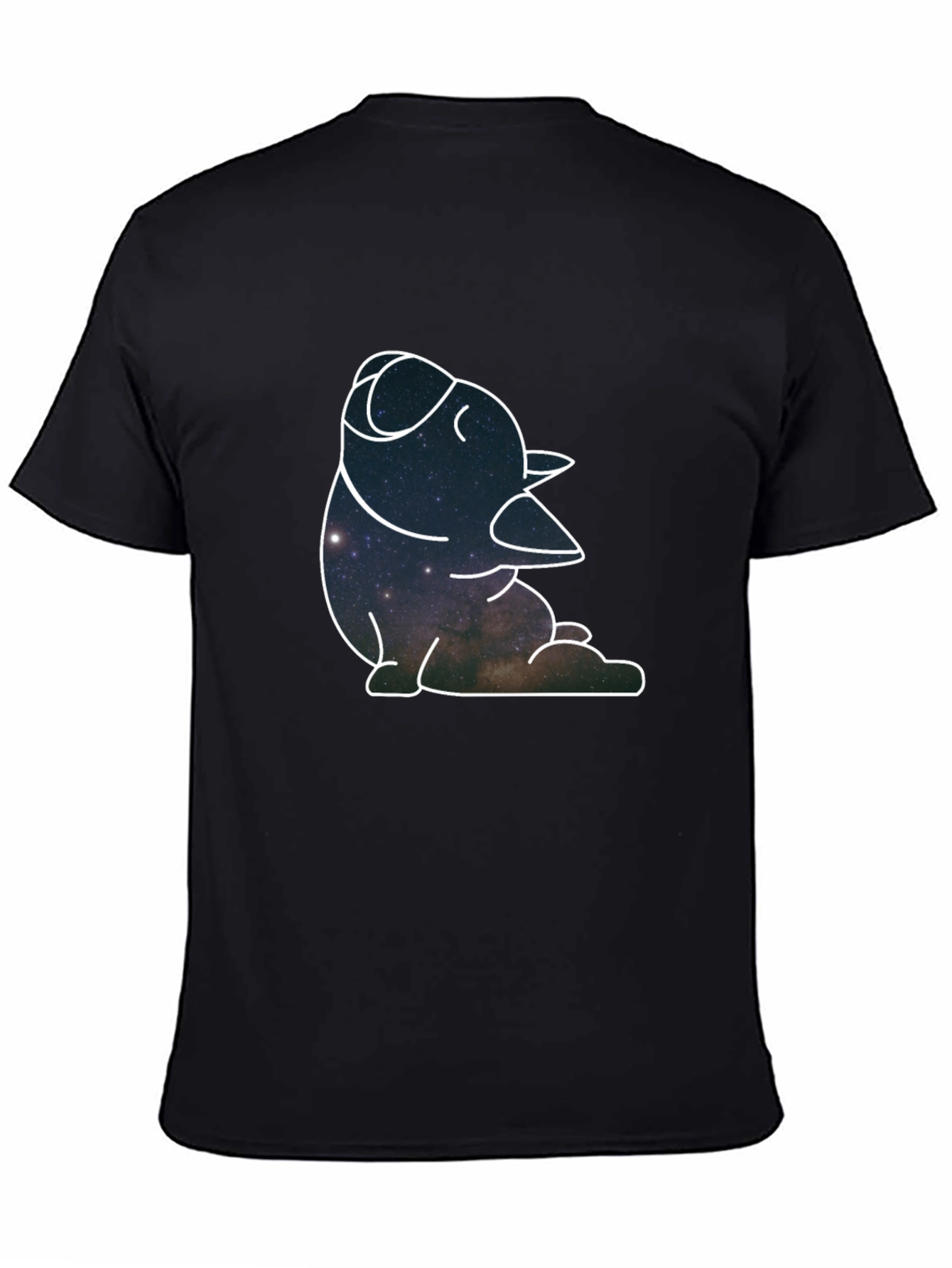 Galaxy Duck Outline Black T-Shirt