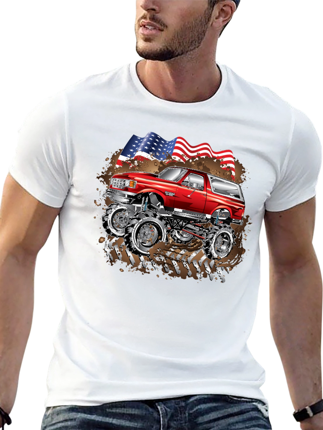 Monster Truck American Flag Tee