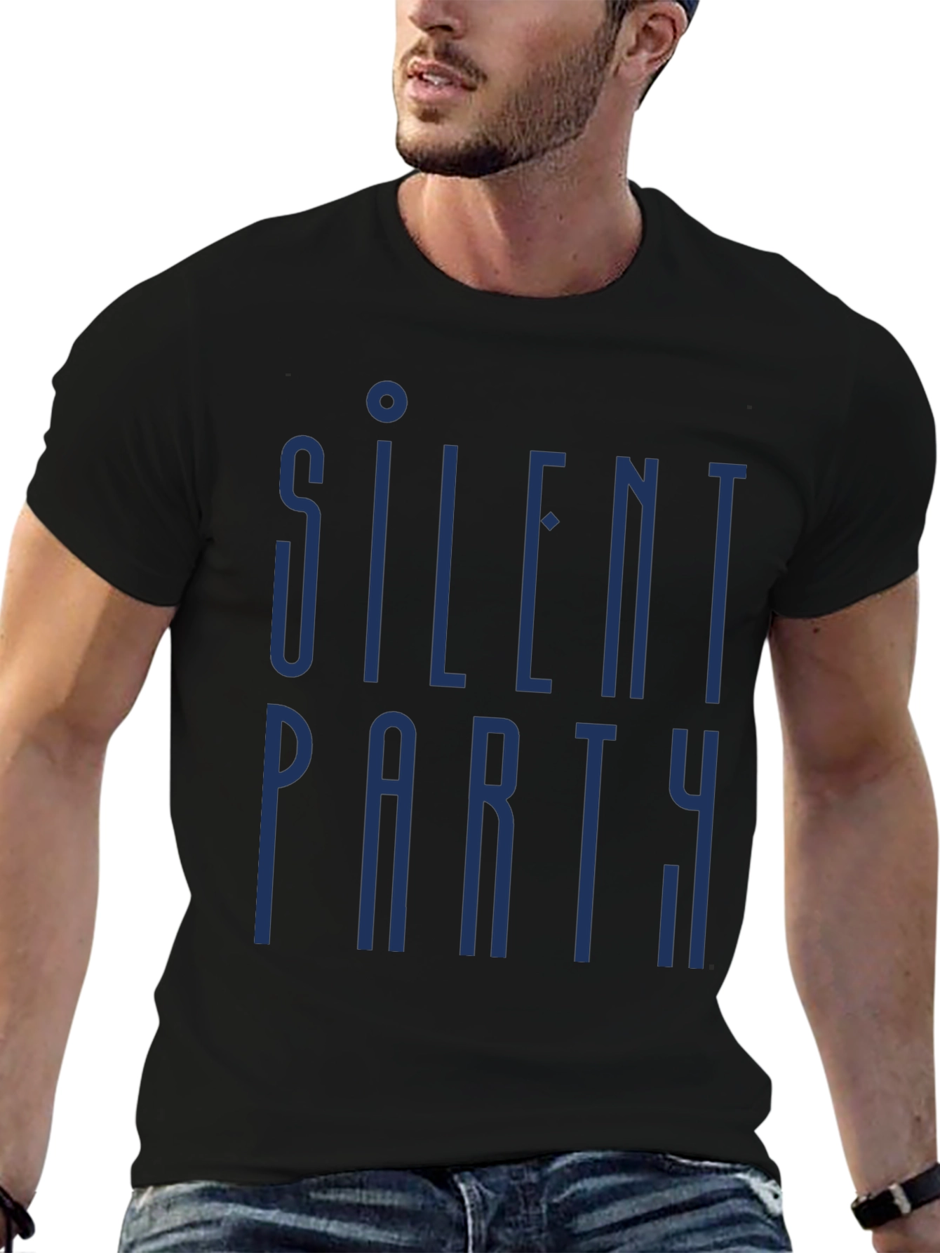 Silent Party Graphic Tee - Mens Black Cotton T-Shirt