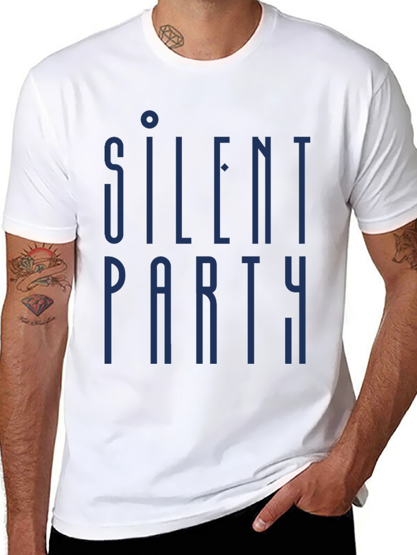 Silent Party Graphic Tee - Mens Black Cotton T-Shirt