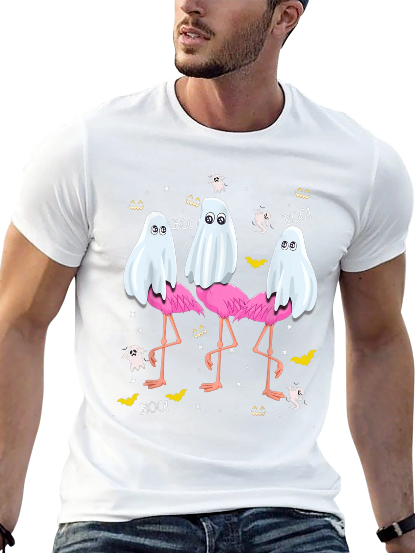 Halloween Ghost Flamingo T-Shirt