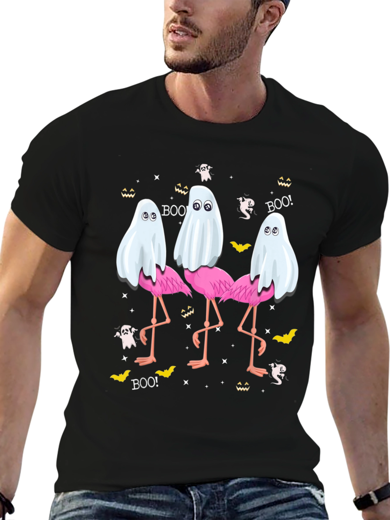 Halloween Ghost Flamingo T-Shirt