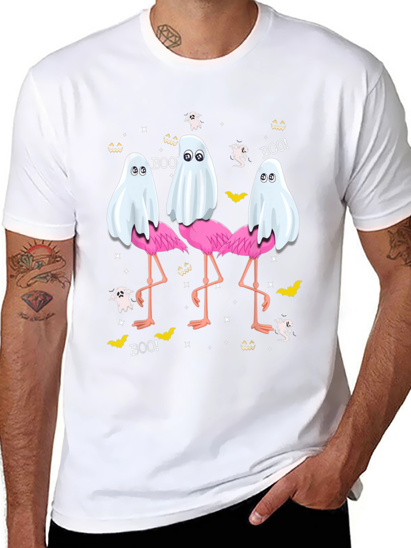 Halloween Ghost Flamingo T-Shirt