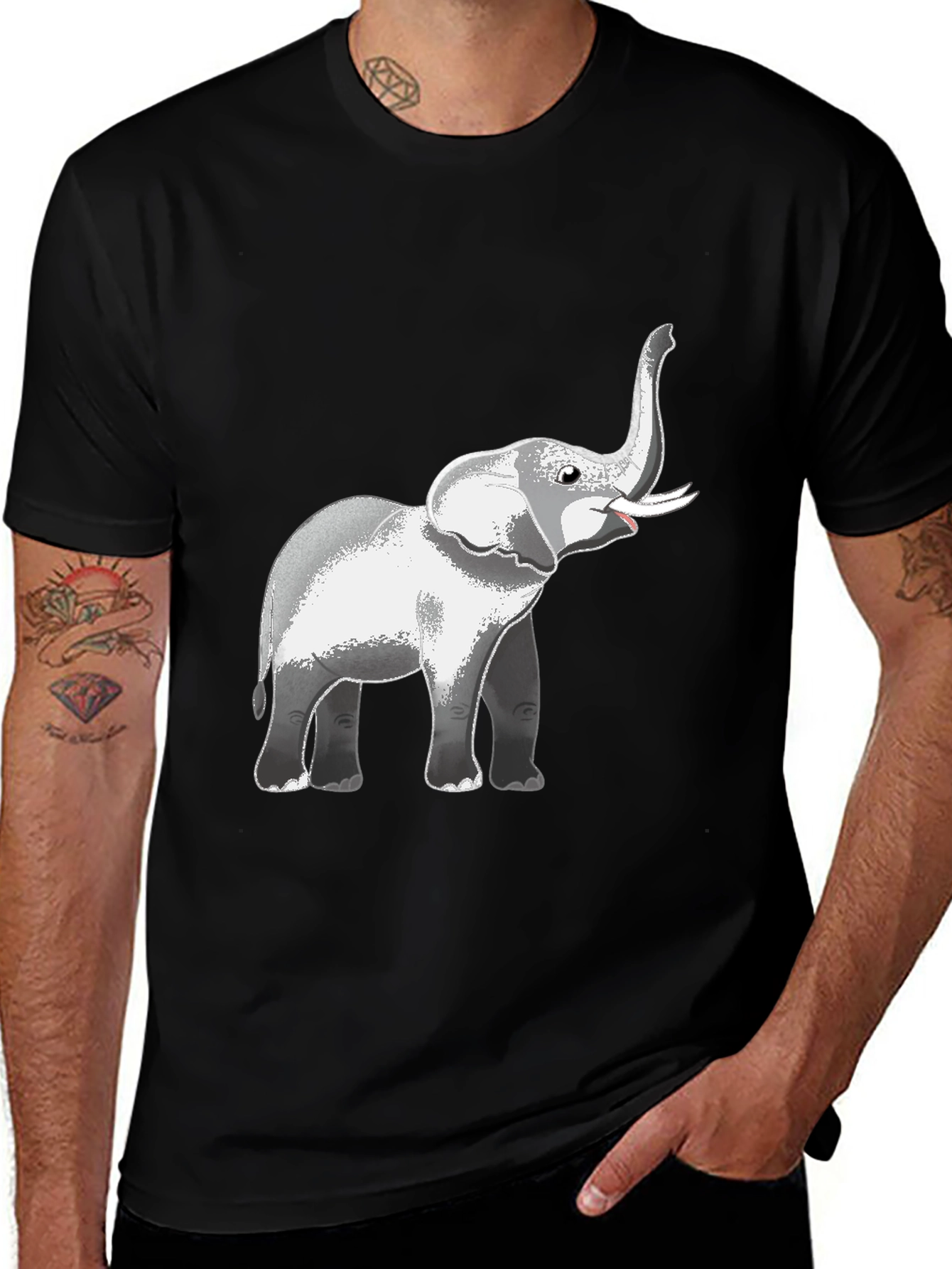 Elephant Graphic Black T-Shirt