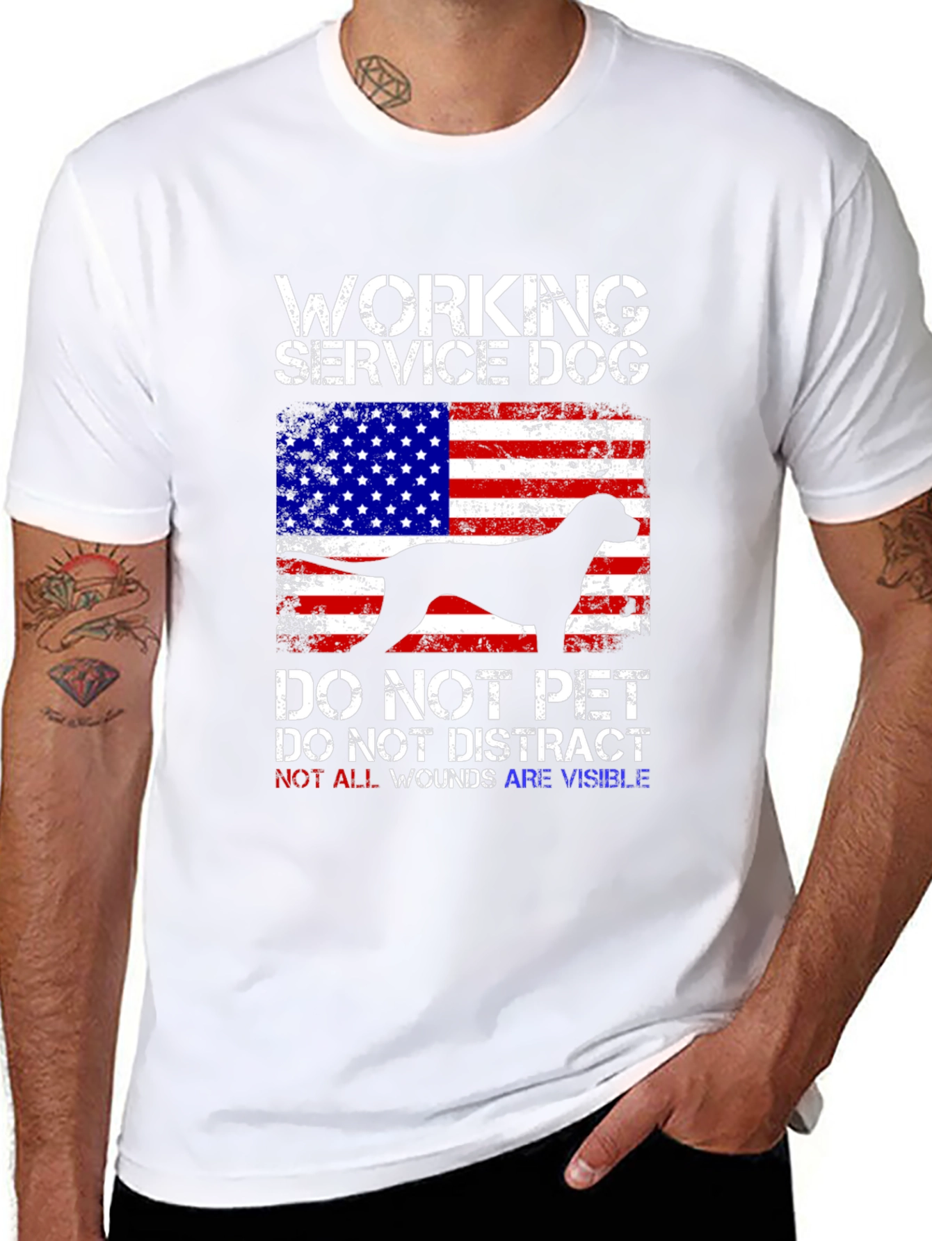 Working Service Dog USA Flag T-Shirt
