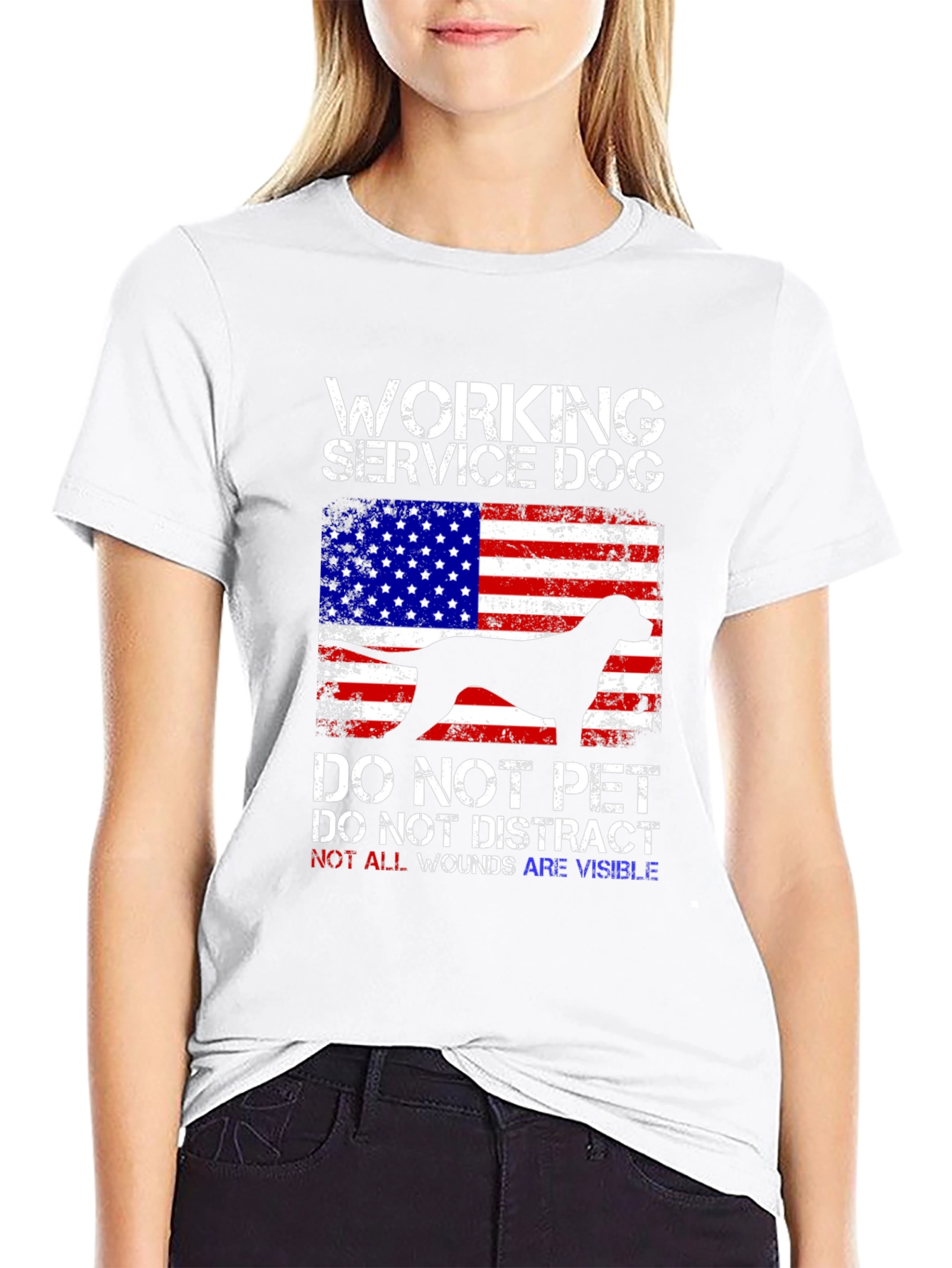 Working Service Dog USA Flag T-Shirt