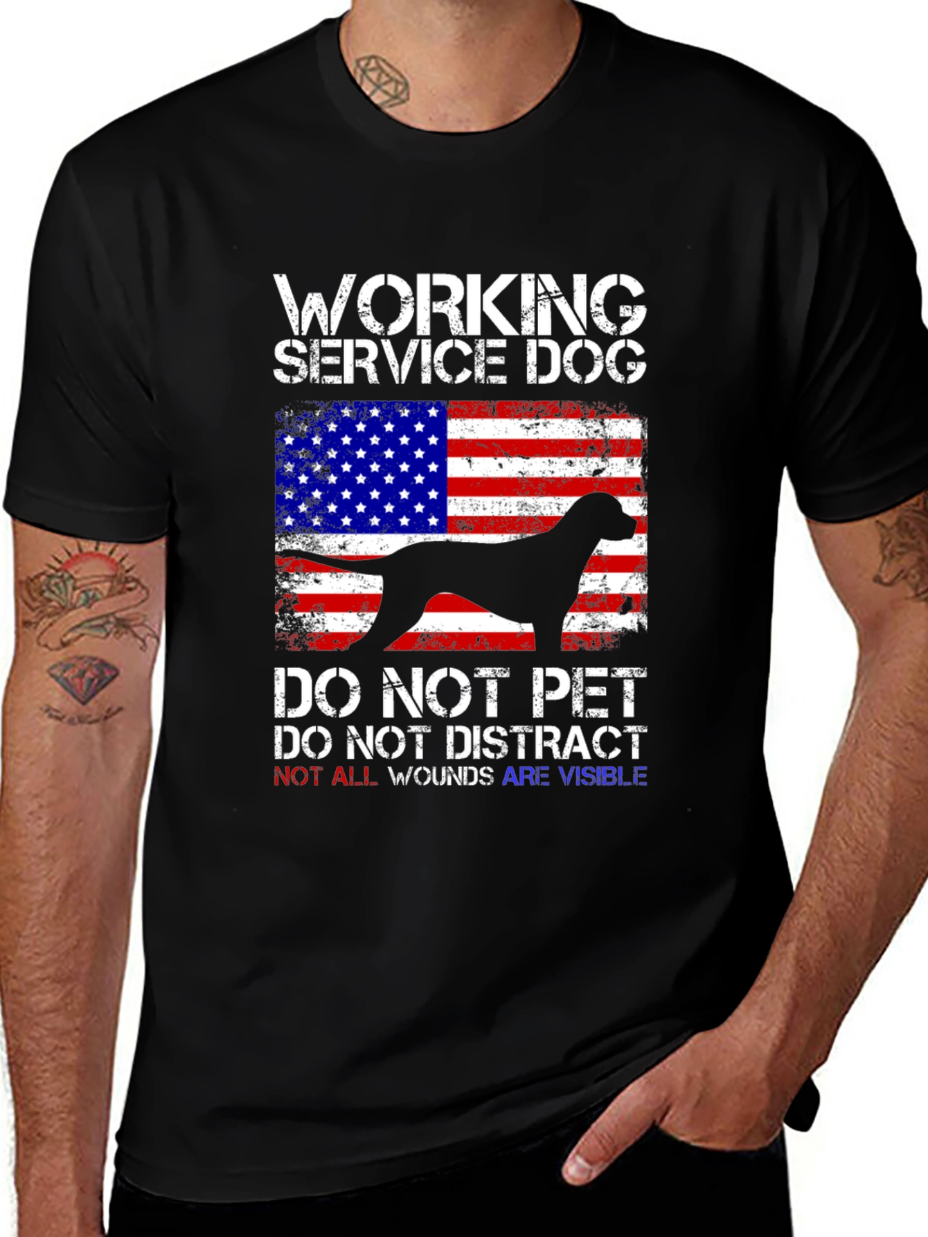 Working Service Dog USA Flag T-Shirt