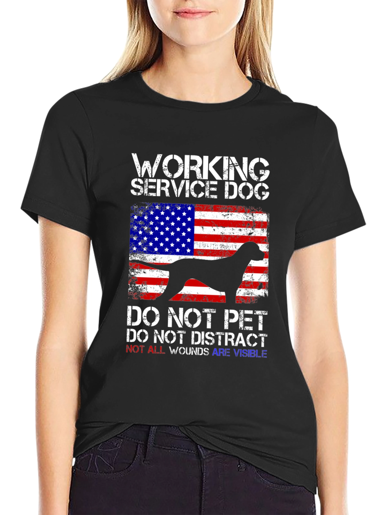 Working Service Dog USA Flag T-Shirt
