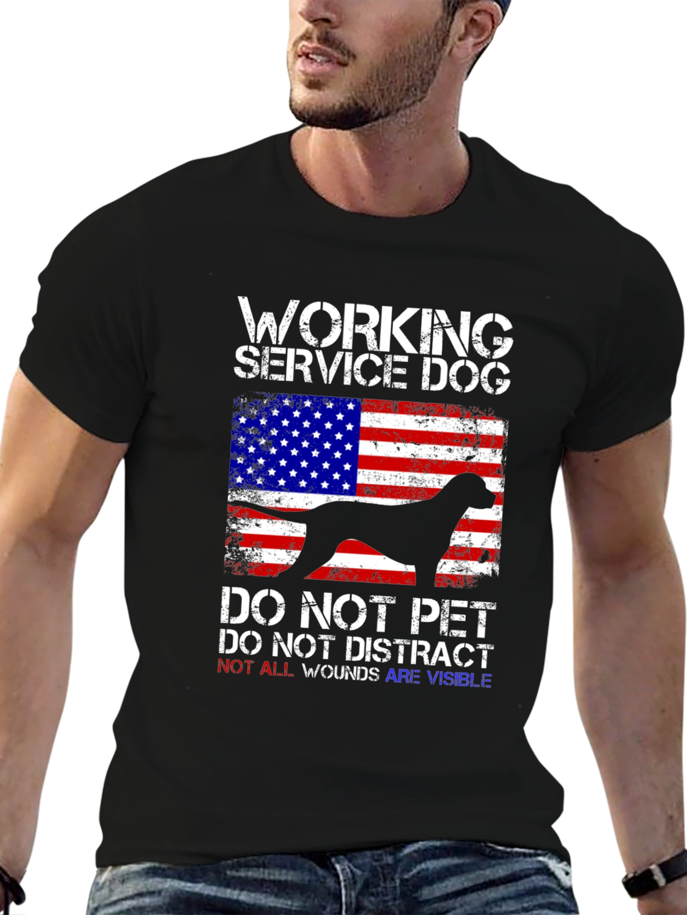 Working Service Dog USA Flag T-Shirt