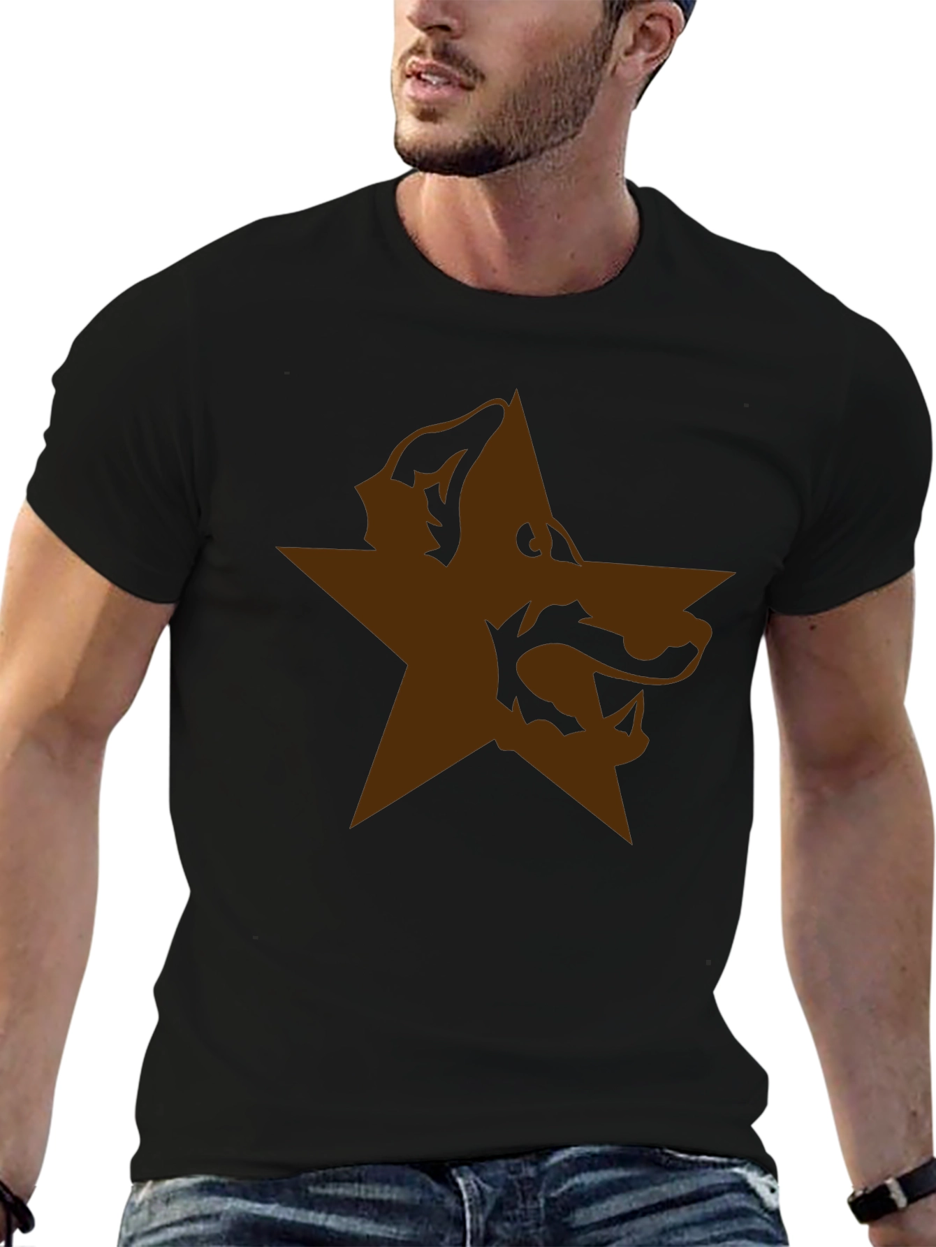 Graphic Star Wolf Tee - Mens Black T-Shirt