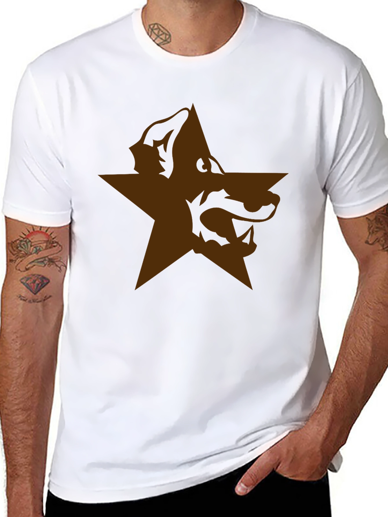 Graphic Star Wolf Tee - Mens Black T-Shirt