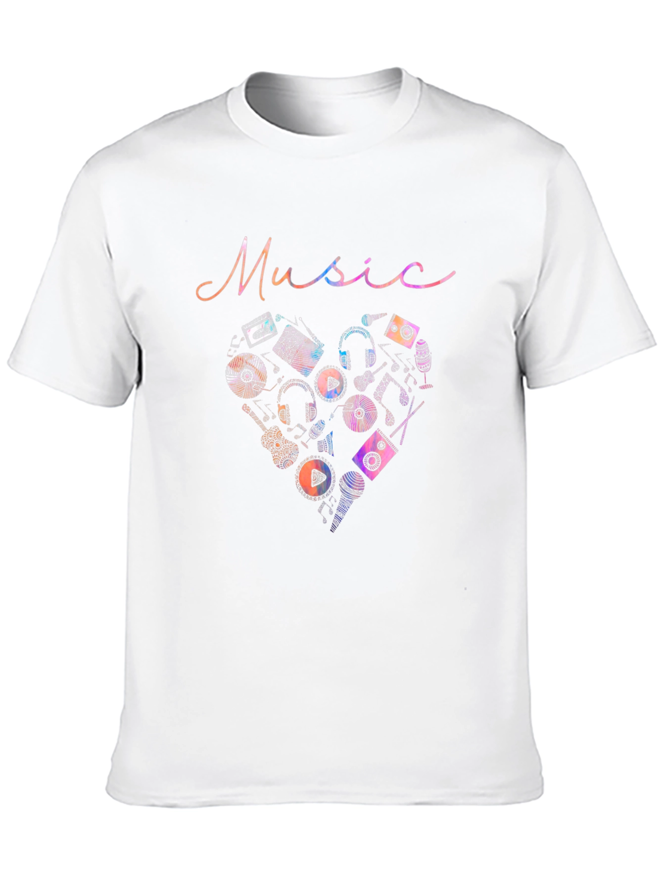 Music Heart Graphic Mens Black T-Shirt
