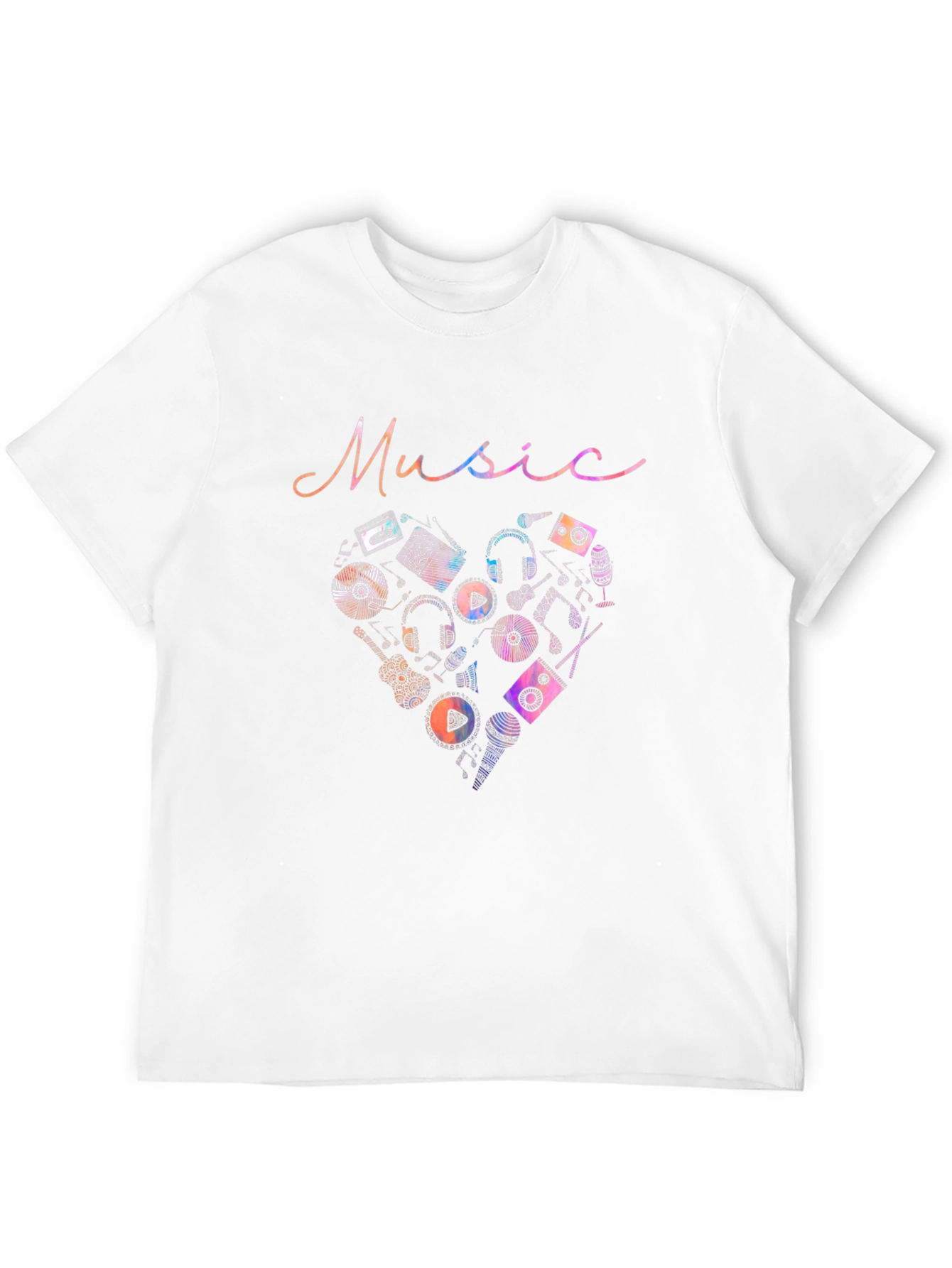 Music Heart Graphic Mens Black T-Shirt