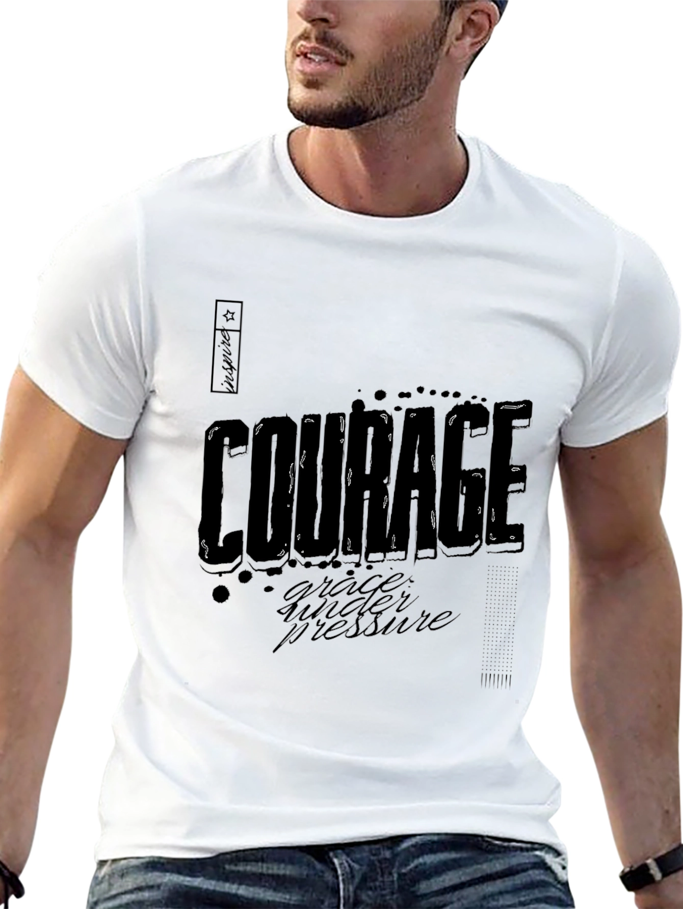 Courage Graphic Black T-Shirt: Grace Under Pressure Design