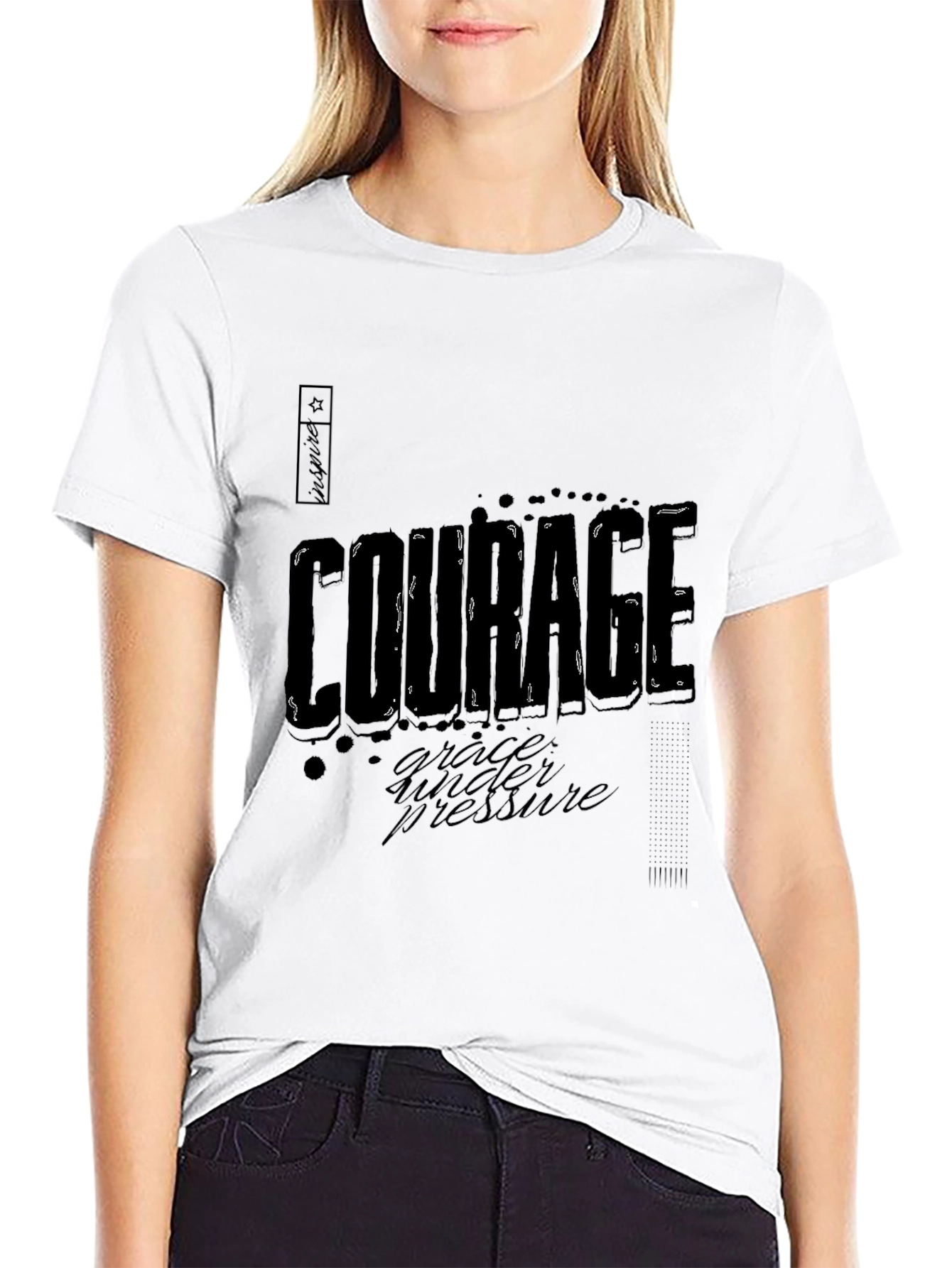 Courage Graphic Black T-Shirt: Grace Under Pressure Design