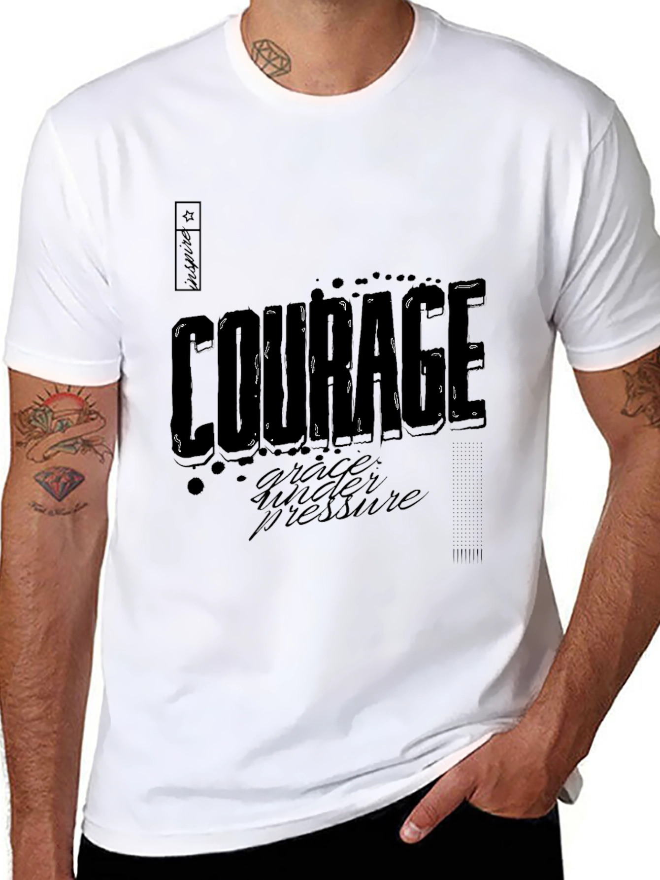 Courage Graphic Black T-Shirt: Grace Under Pressure Design