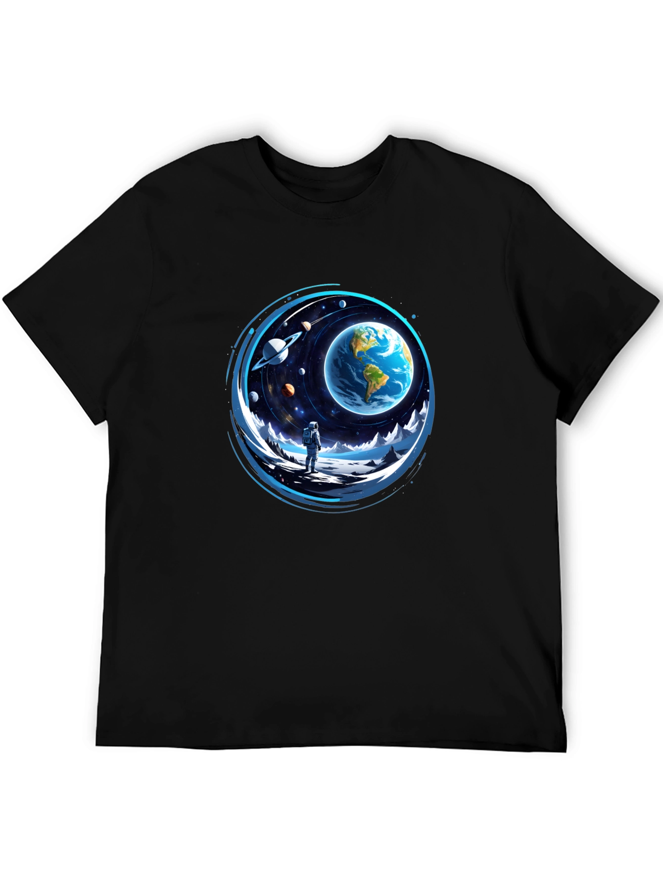 Astronaut & Earth Graphic Black Tee