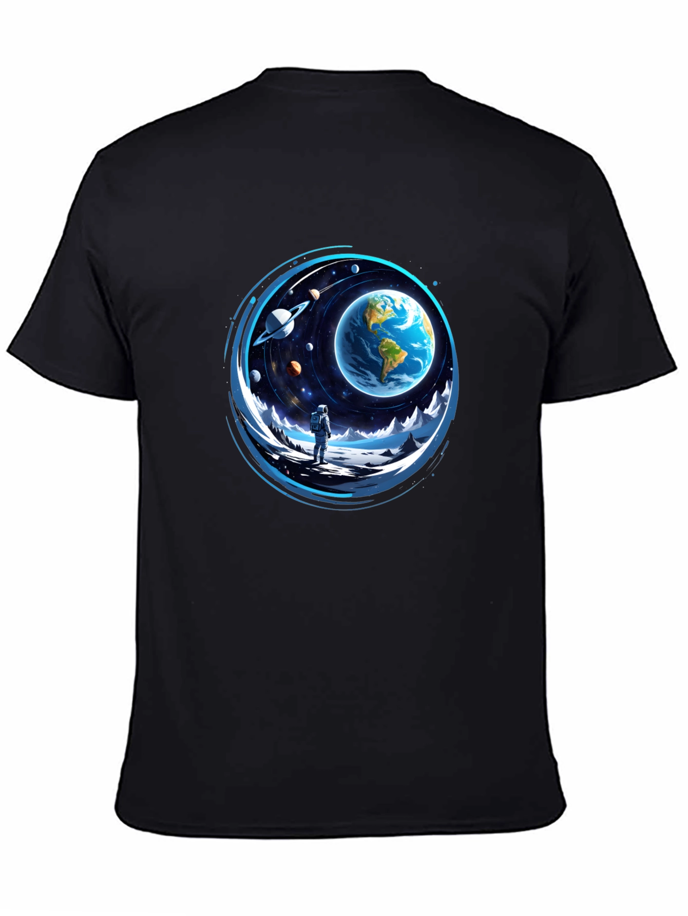 Astronaut & Earth Graphic Black Tee