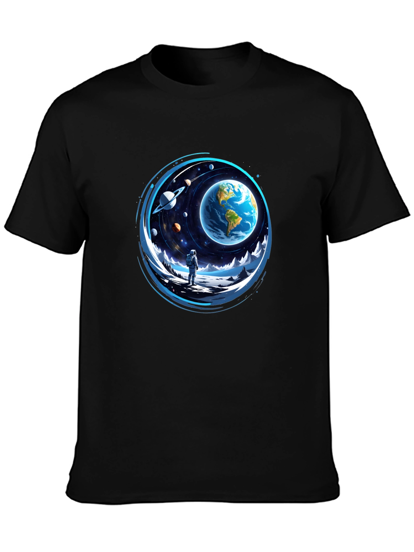 Astronaut & Earth Graphic Black Tee