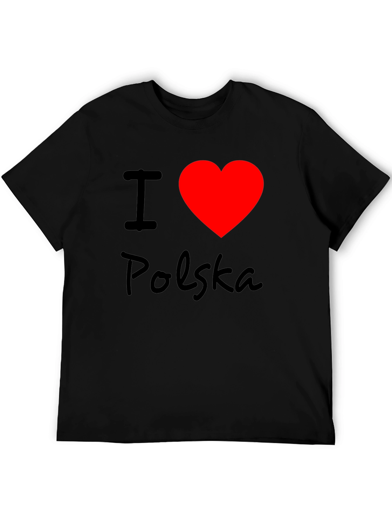 I Love Polska T-Shirt - Black Crew Neck Tee