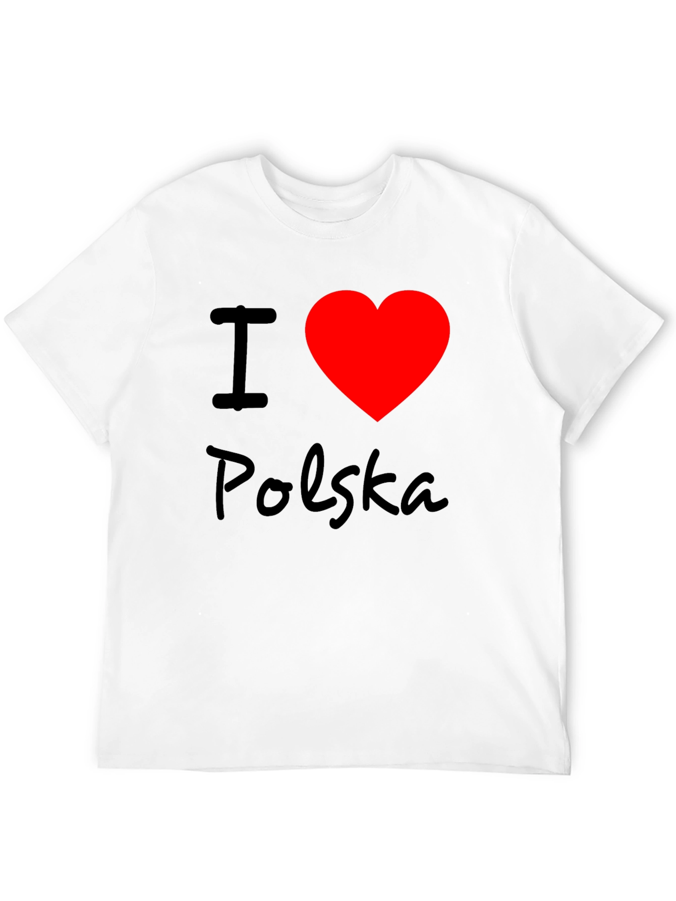 I Love Polska T-Shirt - Black Crew Neck Tee
