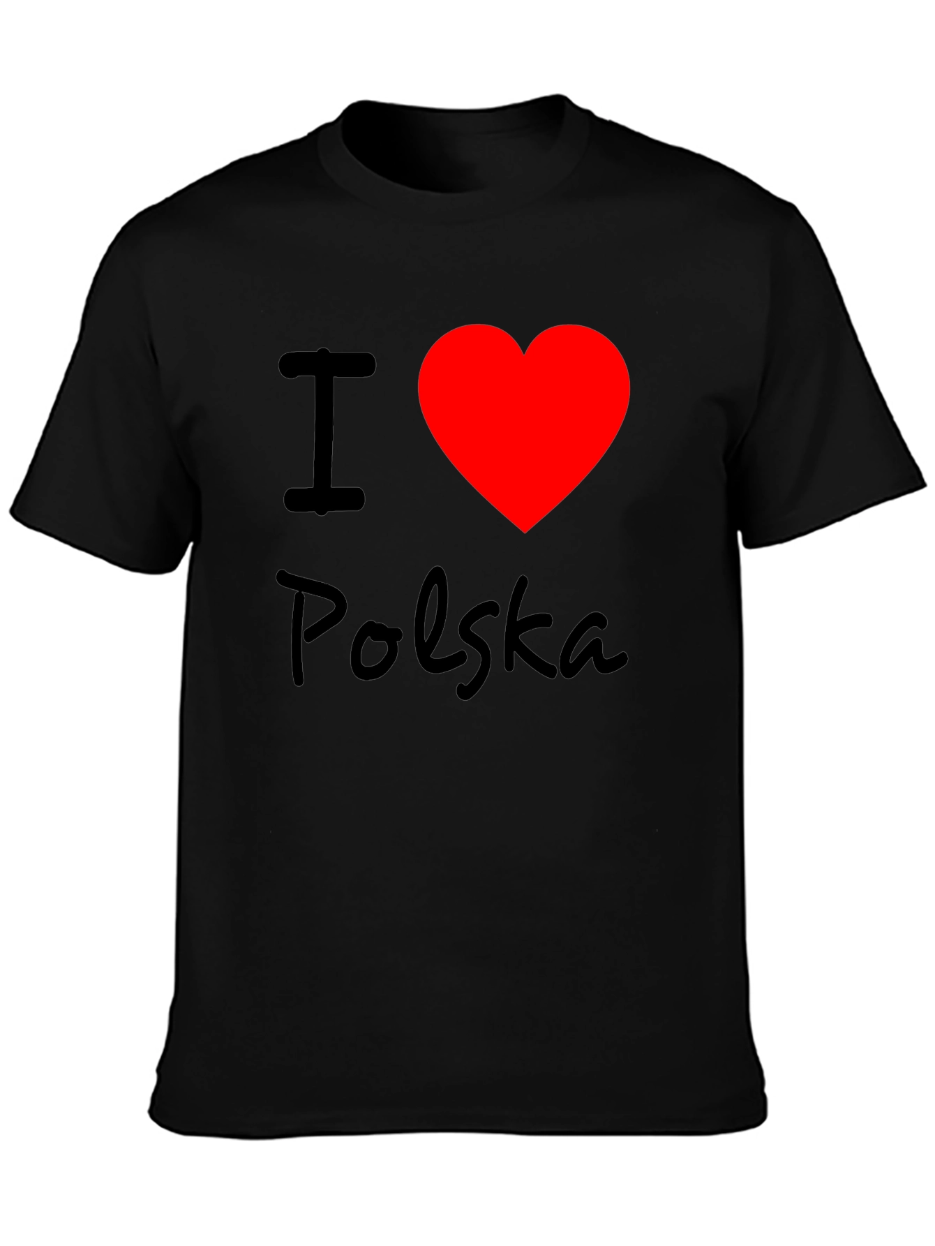 I Love Polska T-Shirt - Black Crew Neck Tee