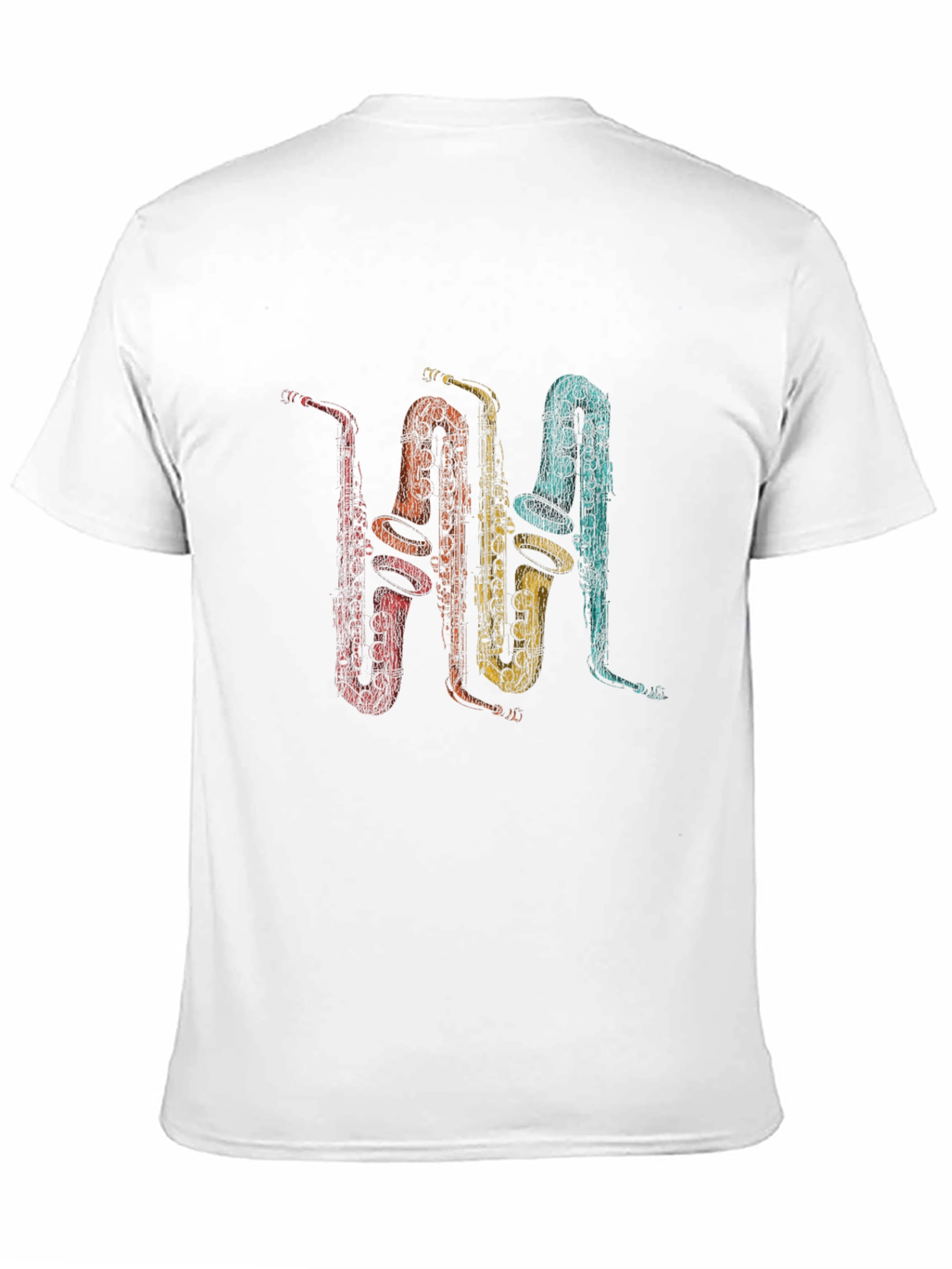 Retro Saxophone Print T-Shirt - Music Lover Tee