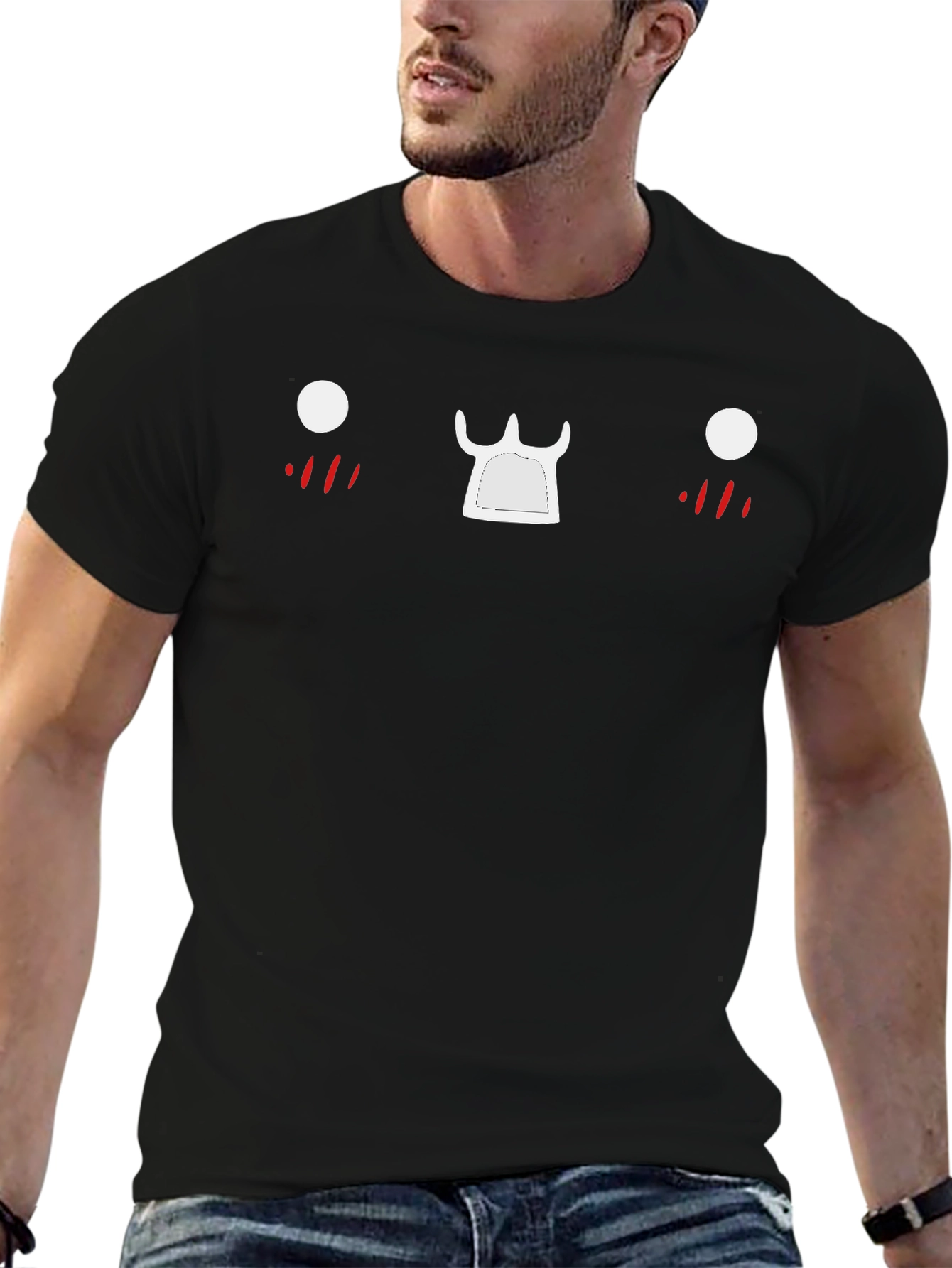 Cute Face Graphic Black T-Shirt
