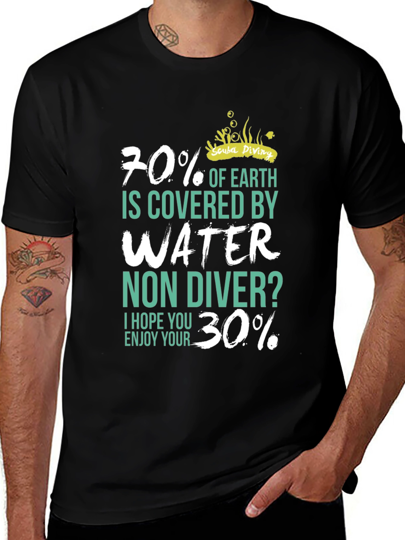 Scuba Diving 70% Water Mens T-Shirt