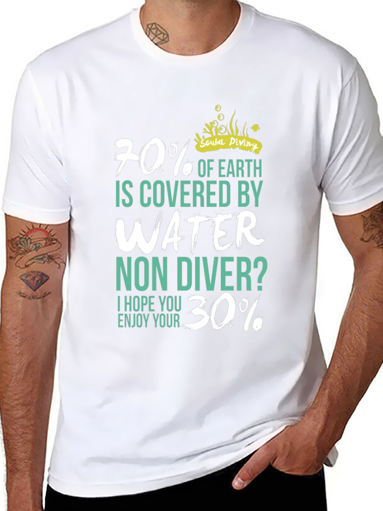 Scuba Diving 70% Water Mens T-Shirt