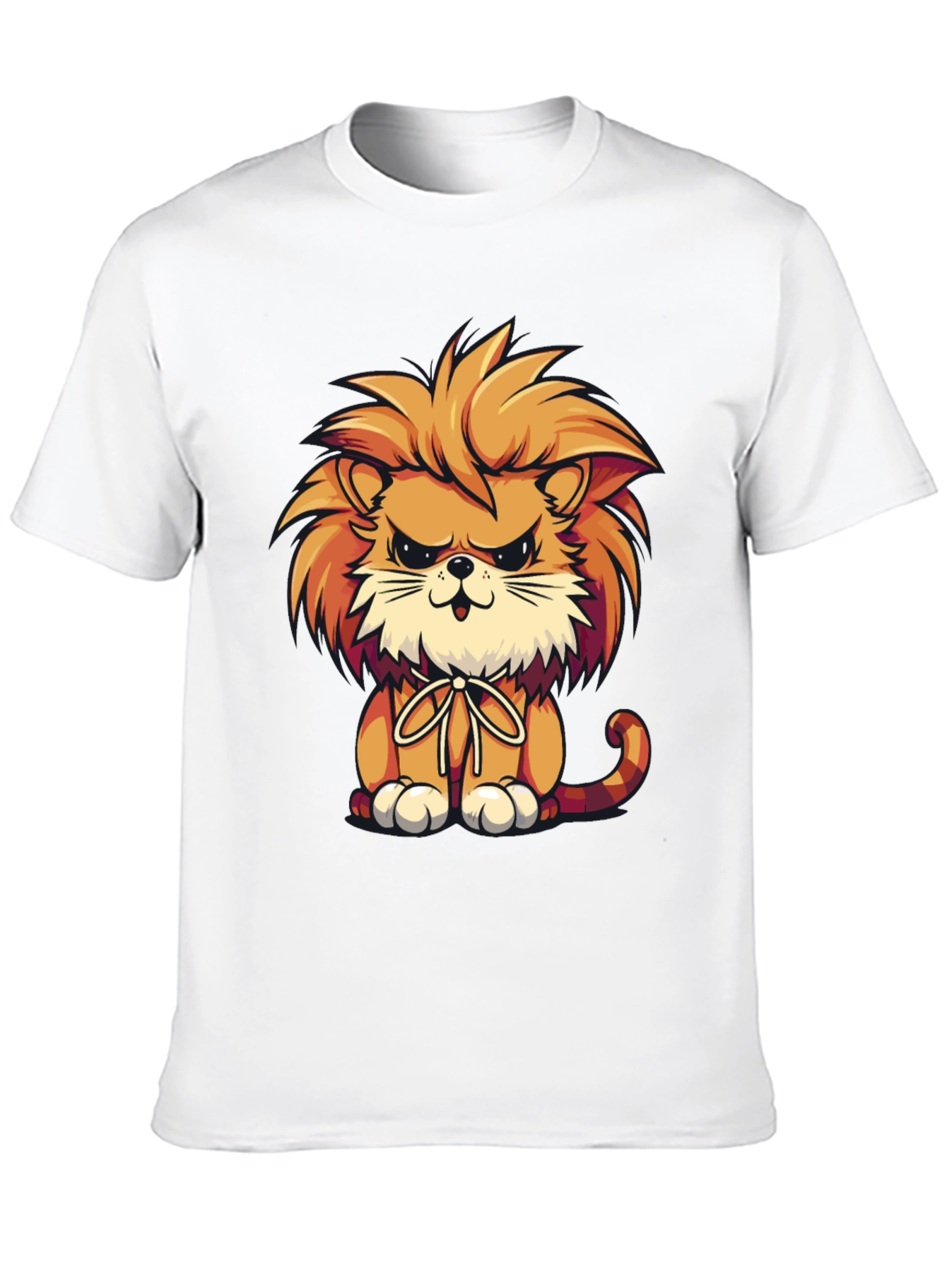 Cartoon Lion Graphic Tee - Black Casual Shirt