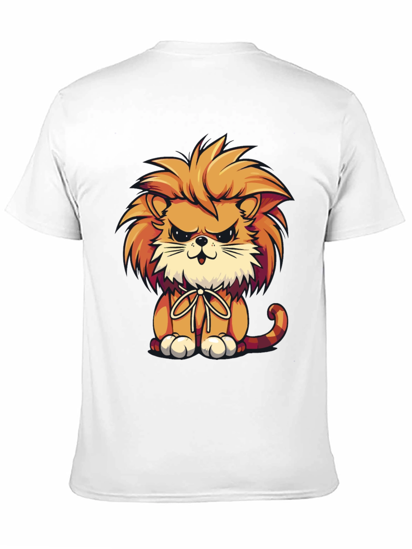 Cartoon Lion Graphic Tee - Black Casual Shirt