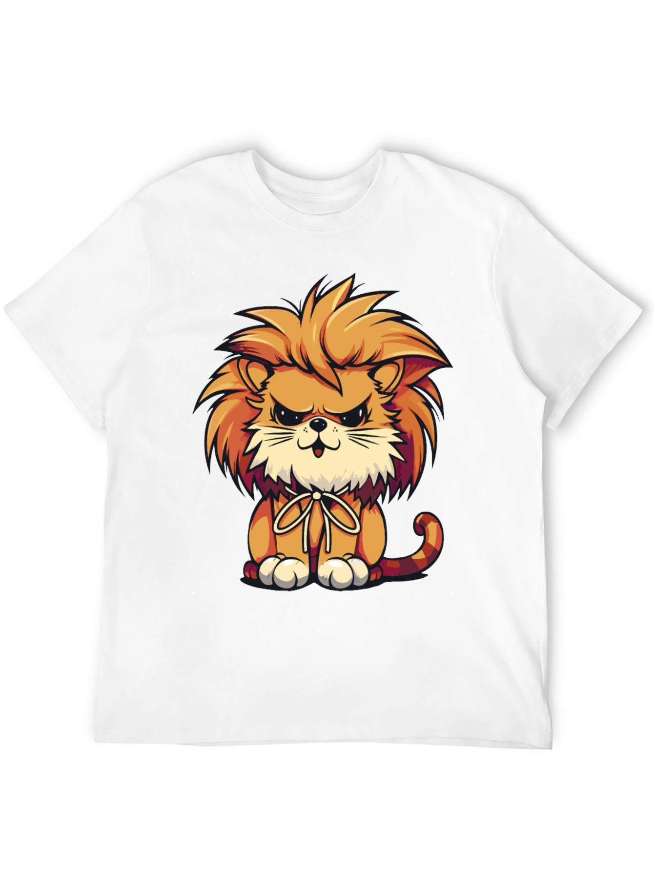 Cartoon Lion Graphic Tee - Black Casual Shirt