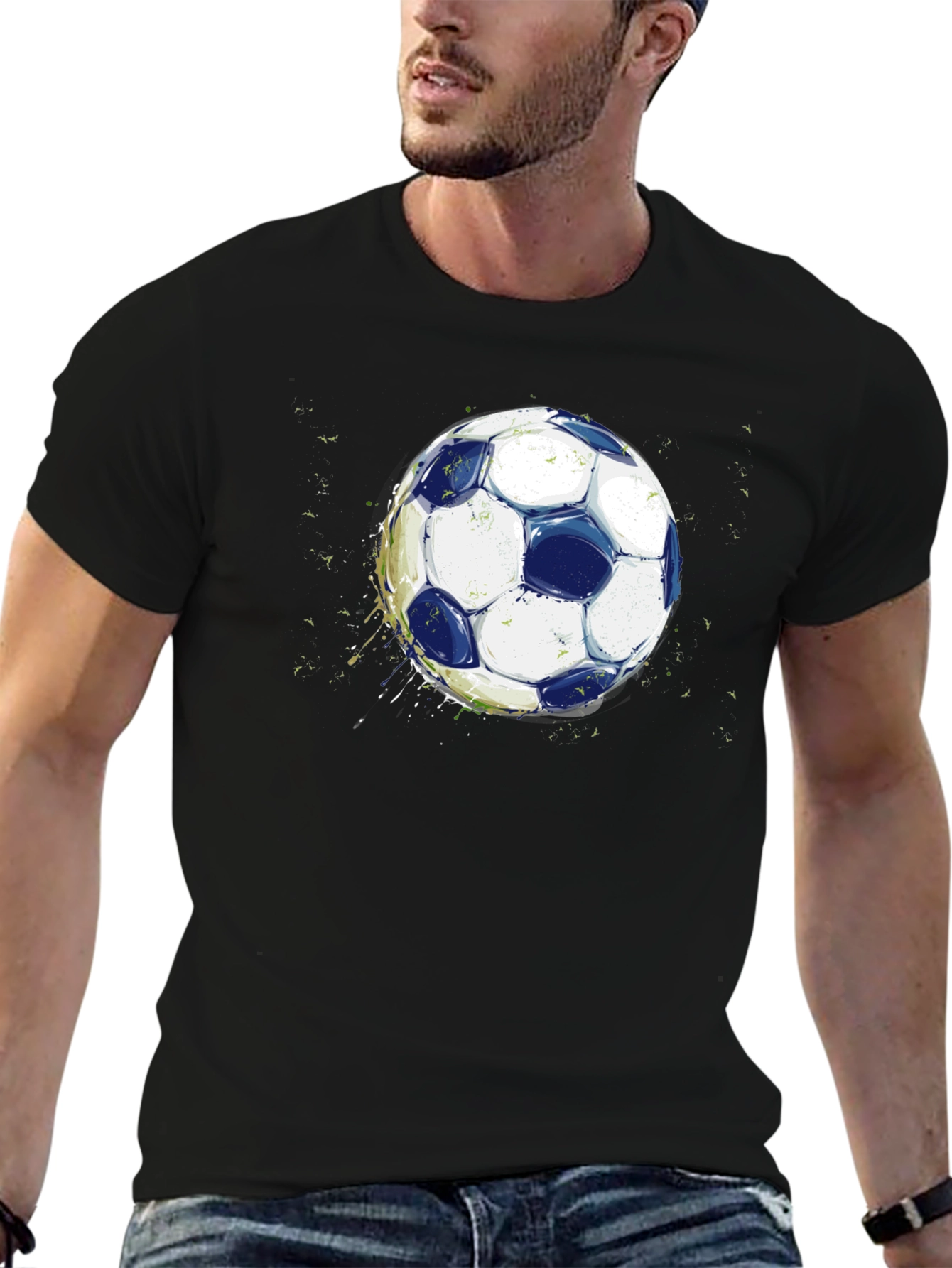 Soccer Ball Graphic Black T-Shirt