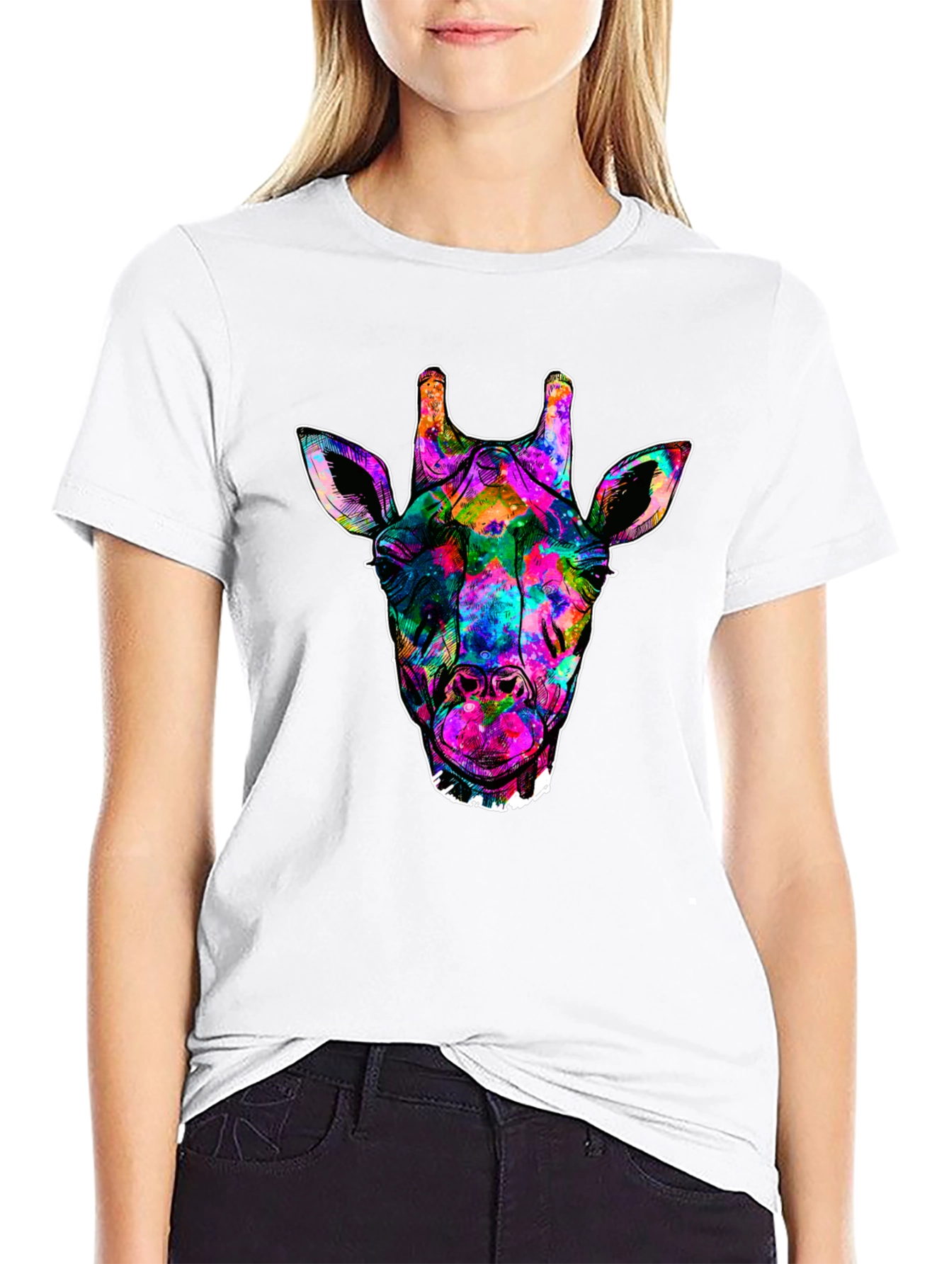 Galaxy Giraffe Black T-Shirt