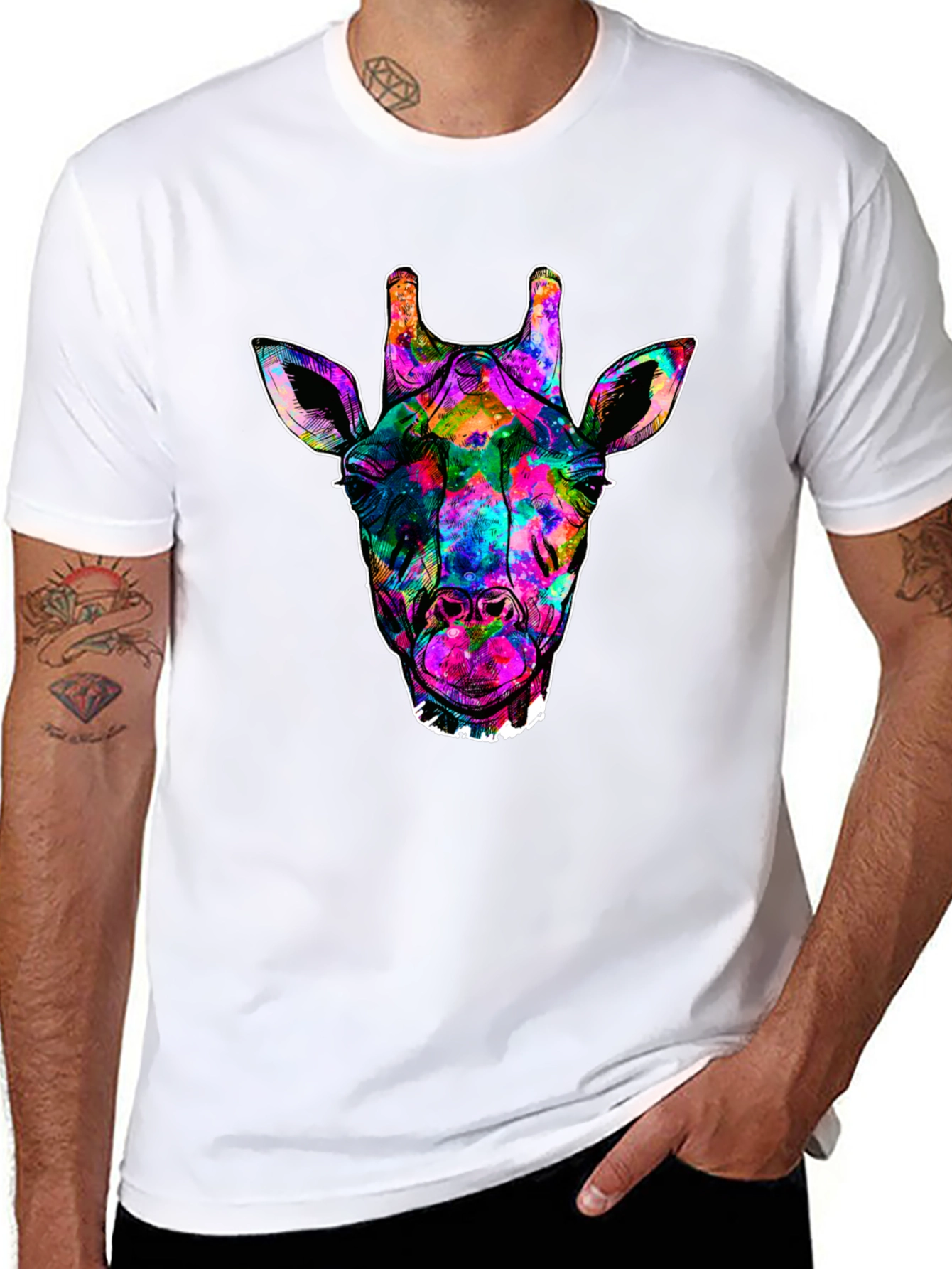 Galaxy Giraffe Black T-Shirt