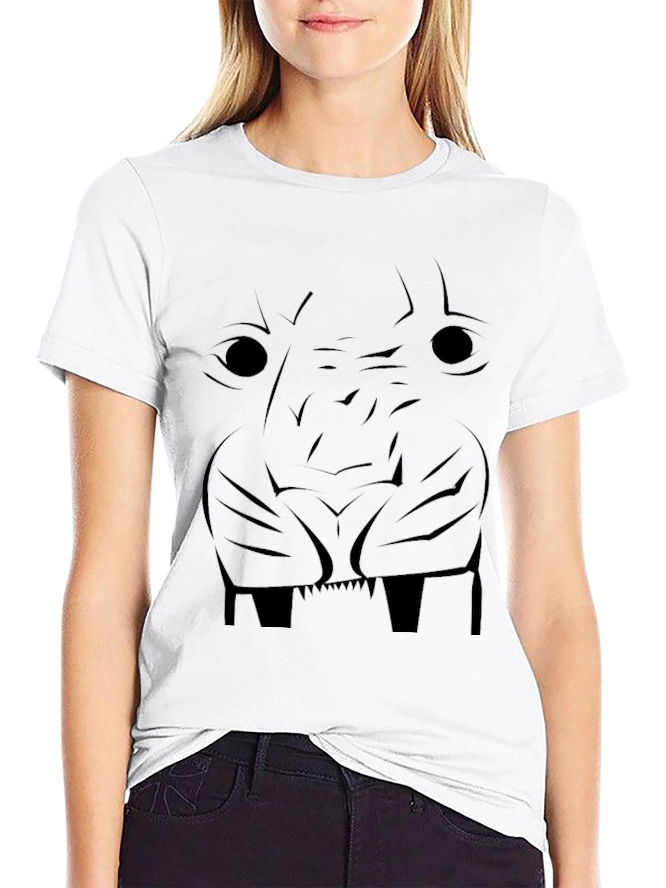 Abstract Lion Face Black Graphic Tee