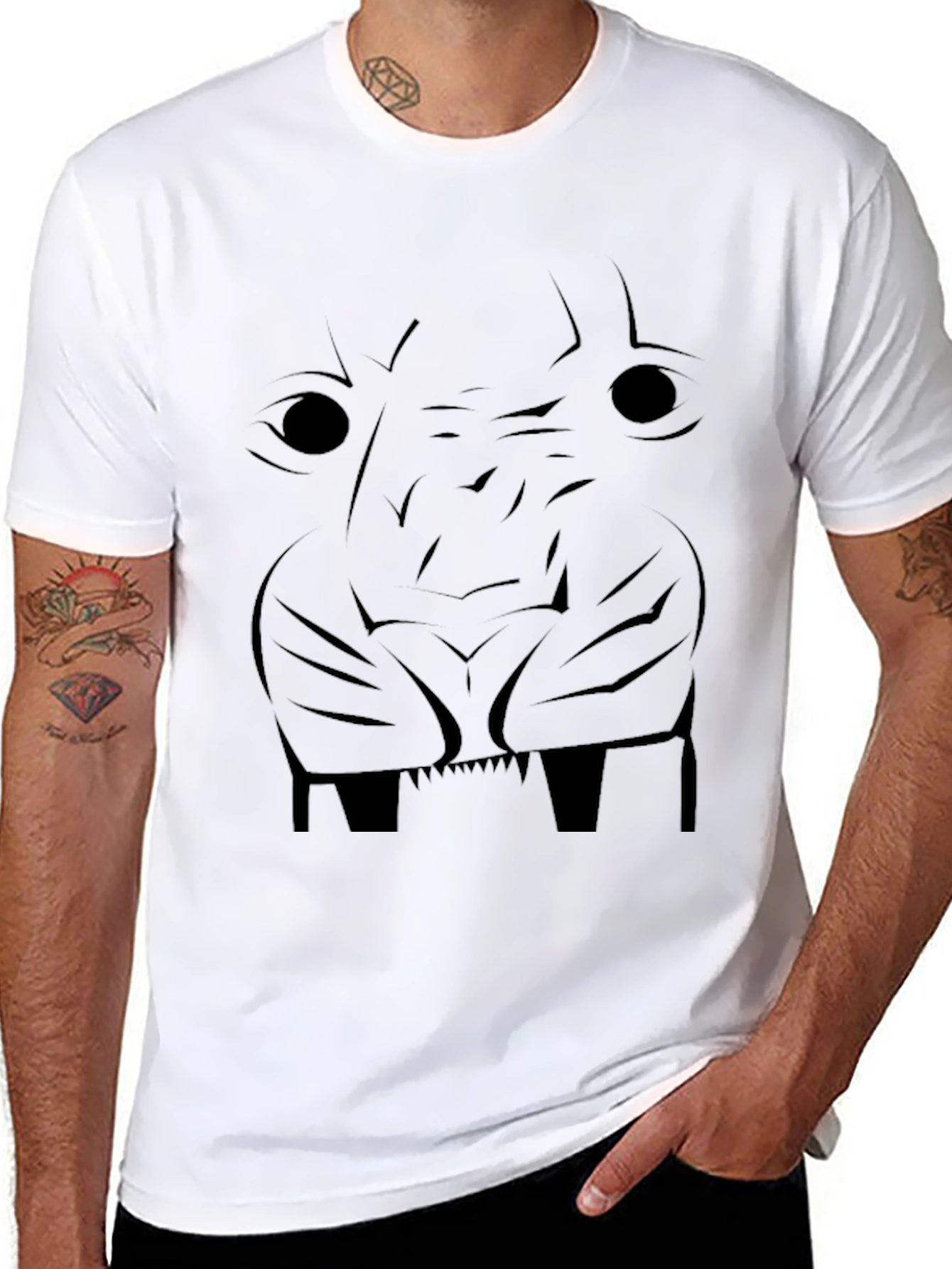 Abstract Lion Face Black Graphic Tee