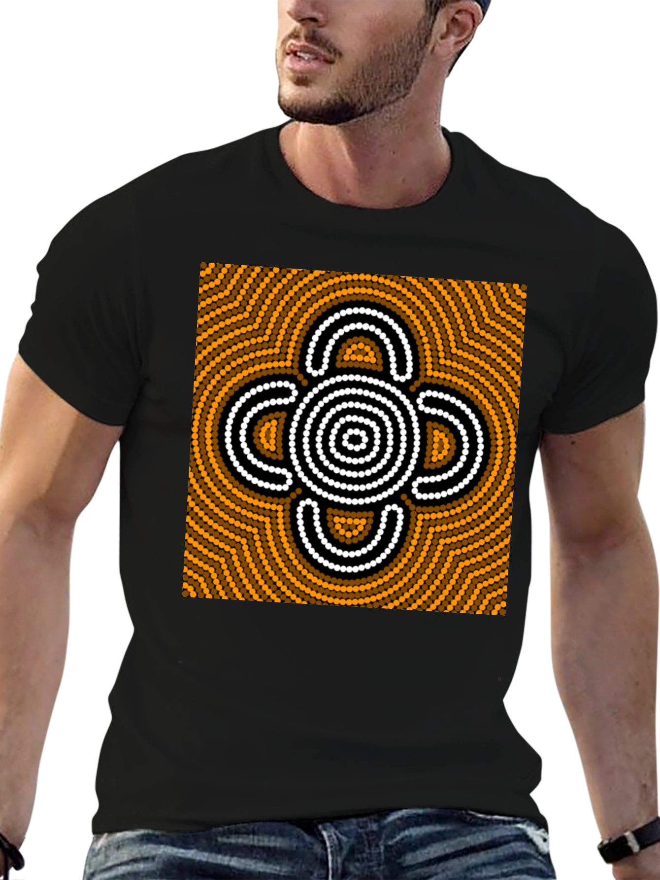 Abstract Graphic Print Black Cotton Tee