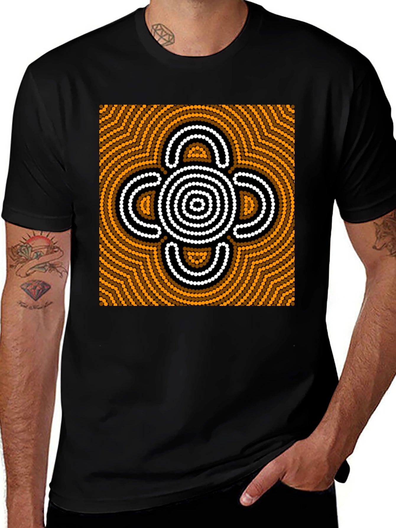 Abstract Graphic Print Black Cotton Tee