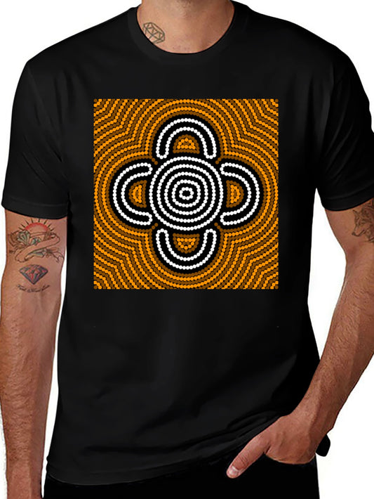 Abstract Graphic Print Black Cotton Tee