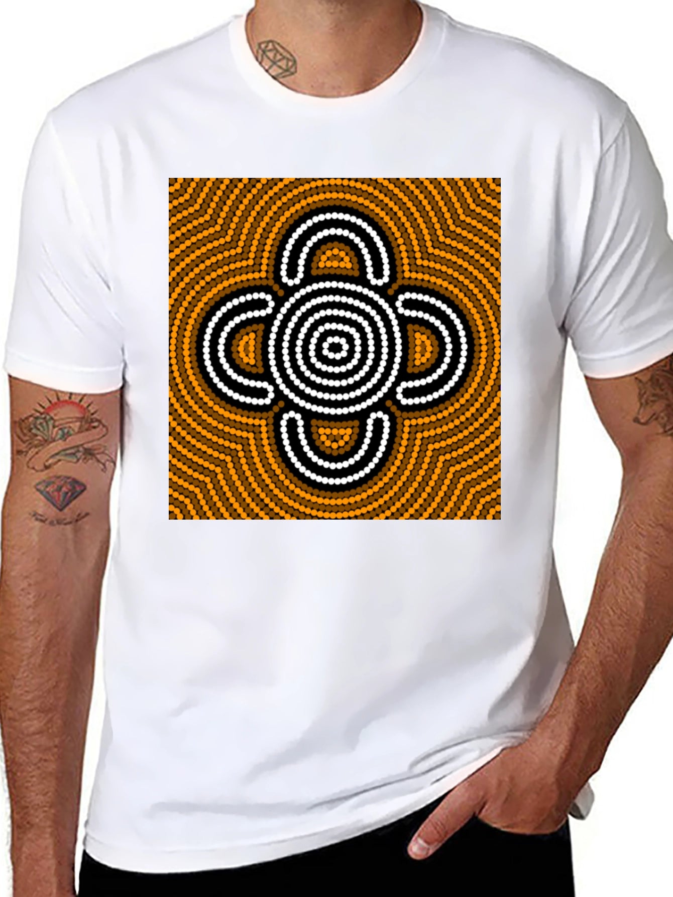 Abstract Graphic Print Black Cotton Tee