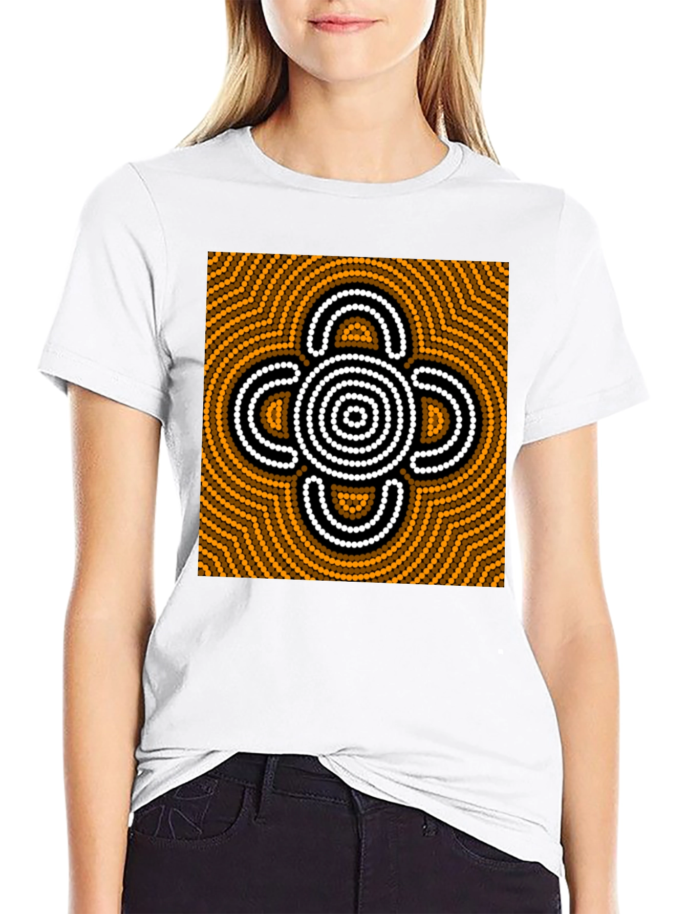 Abstract Graphic Print Black Cotton Tee