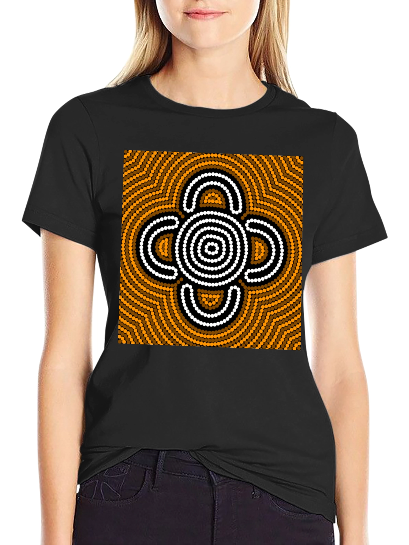 Abstract Graphic Print Black Cotton Tee