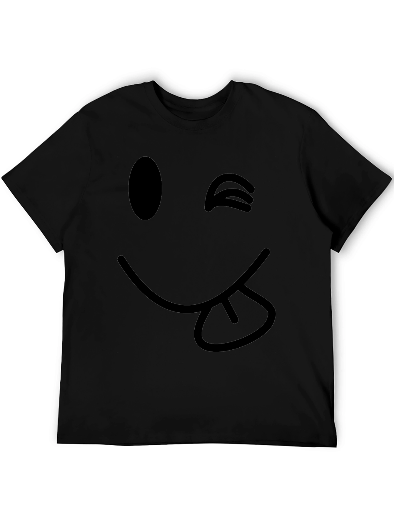 Winking Smiley Face Black T-Shirt